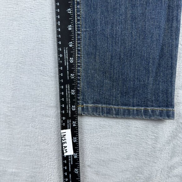 Ann Taylor Straight Jeans Slim Fit Lower On Waist Embroidered Back Women 0P Blue - Picture 10 of 12